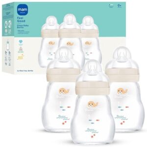 MAM 6oz Pure Glass Feel Good Anti-Colic 0+ Months Baby Bottle, 3 Pk, Unisex