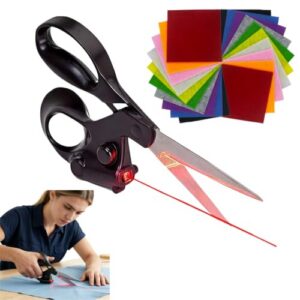 Laser Guided Scissors & Felt Sheets Craft Kit – Professional Laser Guide Cutting Tool with 20-Pack Nonwoven Felt Fabric Squares for Sewing, Quilting, DIY, Patchwork, Scrapbooking & Art Projects