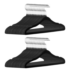 GoodtoU Velvet Kids Clothes Hangers 50 Pack 14.3 Inch Black | Non-slip notched shoulder, Anti-mark solid structure, Space-saving design for baby, toddler, kids & children