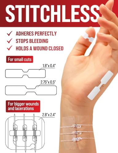 Emergency Wound Closure Strips - 11pk - 2 Types Easy to Use Butterfly Bandages - Stitchless & Painless Laceration Closure Kit - Image 5