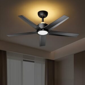 ocioc 44 inch Ceiling Fans with Lights and Remote,Black,Powerful Airflow | Quiet Operation,Reversible DC Motor,Adjustable Color Temperature,6 Speeds,Timer,for Bedroom,Living Room