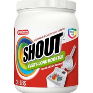 Shout In-Wash Every-Load Booster Laundry Stain Remover, Bleach-Free & Color Safe, HE Compatible, Removes Grass, Coffee, Juice & Other Tough Stains, 3 lb