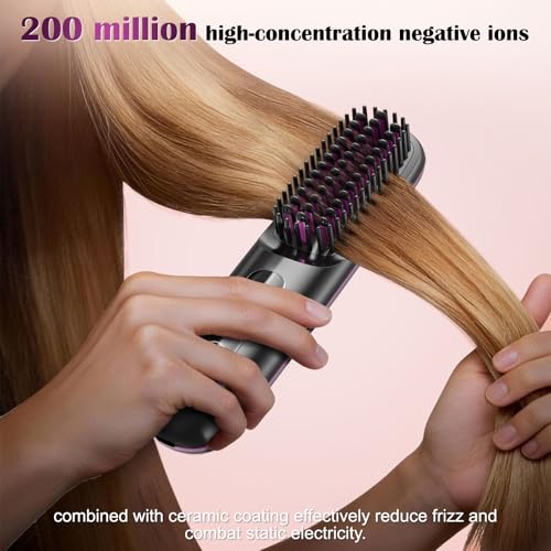 Hair Straightener Brush,Ceramic Ionic Anti-Frizz Hair Brush, - Image 5