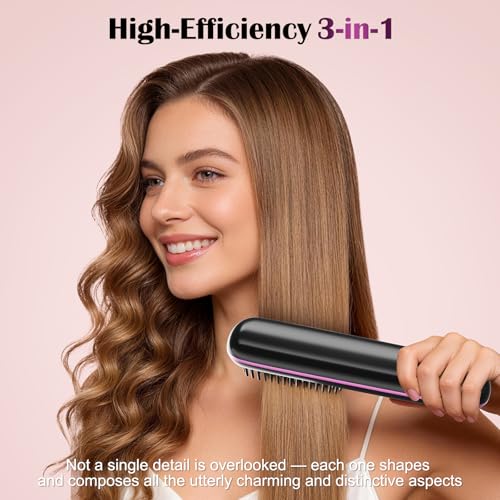 Hair Straightener Brush,Ceramic Ionic Anti-Frizz Hair Brush, - Image 4