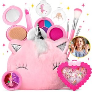 ULOVEME Kids Real Makeup Kit for Little Girls - Real, Non Toxic, Washable Make Up Toy - Umicorn Toys Gift for 3 4 5 6 7 8 9 10 12 Years Old Girls Birthday