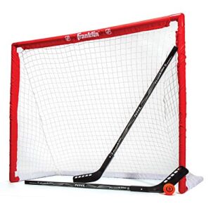Franklin Sports Hockey Goal, Ball, and Stick Set - NHL | Driveway Fun for Beginners, Complete Starter Kit, Lightweight PVC Frame, Durable Pre-Fit Netting, For Junior Players