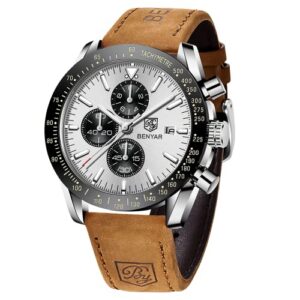 BENYAR Watch for Men Analog Quartz Watch Waterproof Luminous Designer Mens Wrist Watches Business Work Sport Casual Dress Watch with Chronograph Silicone Strap Elegant Gifts for Men