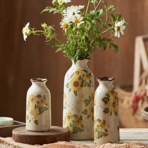 Levvohd Autumn Vintage Ceramic Vase Set of 3 for Decor Home