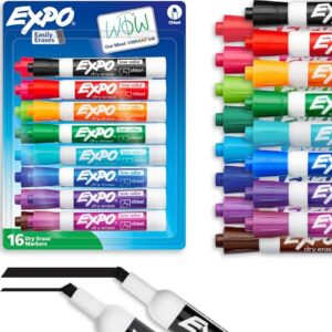 EXPO Dry Erase Markers, Low Odor Ink, Assorted Colors, Chisel Tip, 16 Count - Whiteboard, Calendar, Organization, Back to School, Teacher Supplies