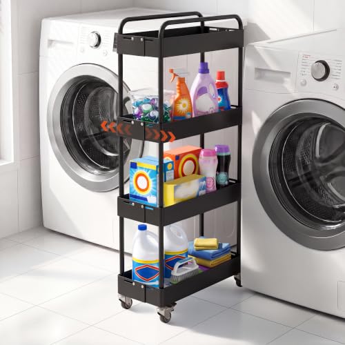 HOTEAGLE Rolling Cart 4-Tier, Adjustable Width & High Adaptability