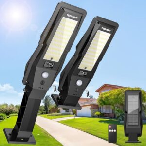 TECKNET Solar Street Lights Outdoor, Motion Sensor Outdoor Lights, 2 Pack