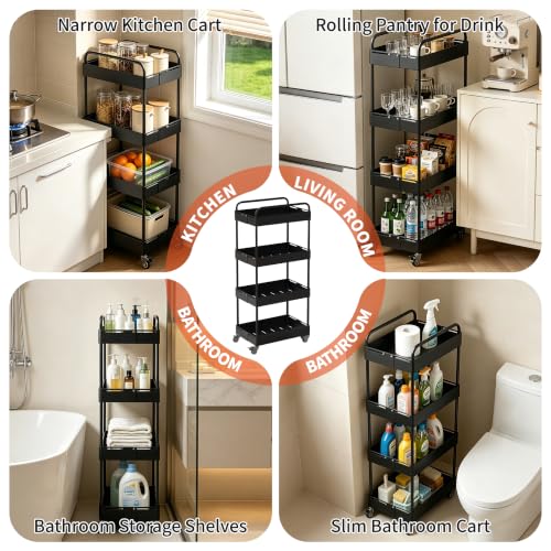 HOTEAGLE Rolling Cart 4-Tier, Adjustable Width & High Adaptability - Image 6