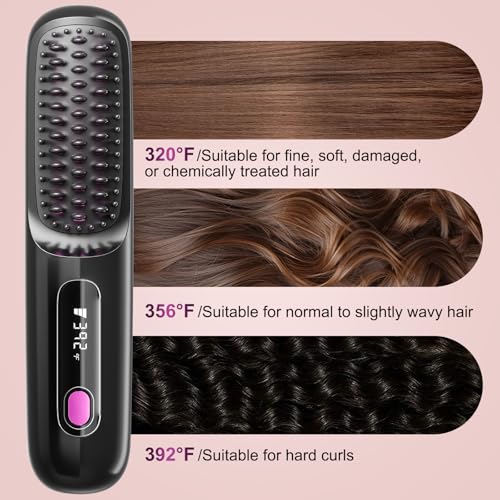 Hair Straightener Brush,Ceramic Ionic Anti-Frizz Hair Brush, - Image 3