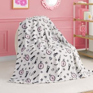 Juicy Couture Kids 50" x 70" Plush Throw Blanket, Glam Girl Light Pink Lightweight Warm Kids Blanket for Bed, Couch, & Travel