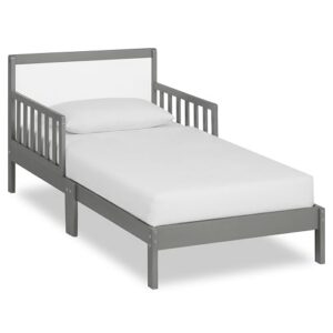 Dream On Me Brookside 3-in-1 Toddler Bed, GREENGUARD Gold, Steel Grey | Low to Floor Bed, Solid Wooden Panel Headboard, 2 Safety Guard Rails, 50 Lb Limit, BSA Verified, Phthalate & BPA Free