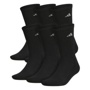 adidas Men's Athletic Cushioned Crew Socks 6 Pairs | 6-Pack, Targeted Cushioning, Arch Support, Breathable Moisture-Wicking, Reinforced Heel & Toe, All-Day Comfort