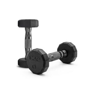 CAP 3lb Rubber Coated 12-Sided Dumbbell, Black Grip, Free Weights, Pair