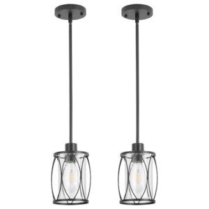 ElilyGiA Glass Pendant Lights Kitchen Island Black, 2 Pack