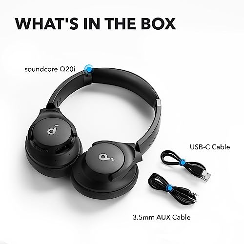 soundcore by Anker Q20i Hybrid Active Noise Cancelling Headphones, Black | Over-Ear, Bluetooth, 40H ANC Playtime, Hi-Res Audio, Big Bass, Transparency Mode, Customize via App, Travel, Home, Office - Image 8