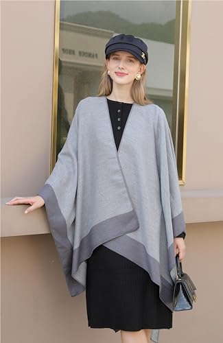 Qlauca Womens Pashmina Shawls and Wraps Winter Warm Oversized Blanket Scarf | Open Front Poncho,Jacquard Big Long Scarf Cape ,Casual Shawl for Fall - Image 6