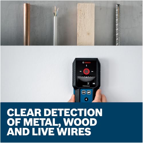 BOSCH GMS120-27 Professional Wall Scanner, Stud Finder, Live Wire Detector | Multi-function wall detector scanner with center indication, metal stud finder for electricians, plumbers & contractors - Image 7