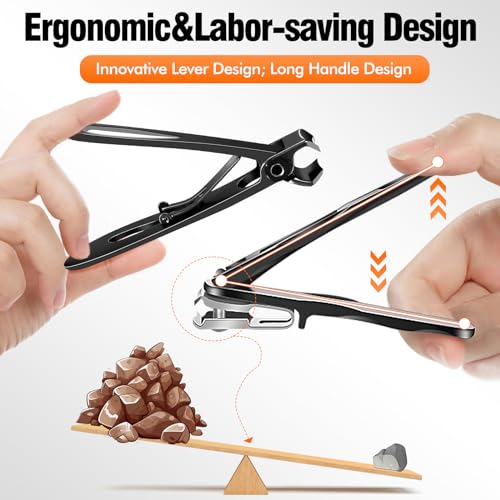 Nail Clippers for Men Thick Nails, Toenail Clippers for Thick Toenails with 16mm Wide Jaw Opening, 360 Degree Rotary Fingernail Clippers Nail Cutter Set for Seniors Long Handle Gifts for Men Women - Image 5