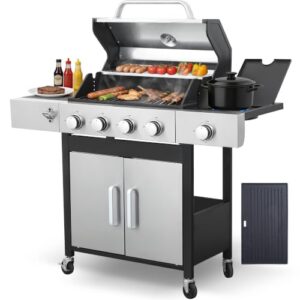 4-Burner Propane Gas Grill with Side Burner