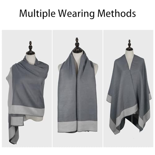Qlauca Womens Pashmina Shawls and Wraps Winter Warm Oversized Blanket Scarf | Open Front Poncho,Jacquard Big Long Scarf Cape ,Casual Shawl for Fall - Image 4