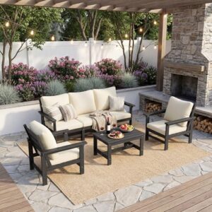 HDPE Patio Furniture Set 6 Piece Outdoor Modular Furniture Set with Cushion