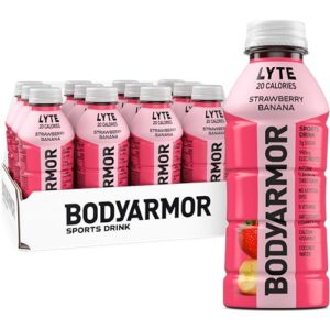BODYARMOR LYTE Sports Drink, Strawberry Banana, 16 Oz (12 Pk) | Low-Calorie Hydration Drink with Coconut Water & Only 20 Calories, 990mg Electrolytes, Vitamins B & D + Antioxidants