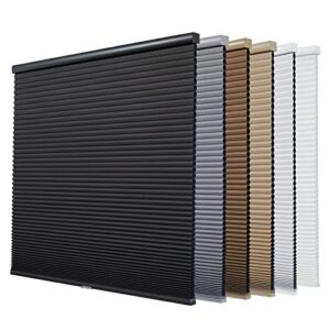 Persilux Custom Blackout Cellular Shades Cordless Window Blinds Honeycomb Blinds for Windows (Black, 36"W x 64"H) Single Cell Window Shades for Home Room Darkening Cellular Blinds & Shades for Doors