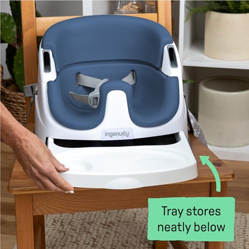 Ingenuity Baby Base 2-in-1 Booster Feeding and Floor Seat with Self-Storing Tray - Night Sky - Image 5