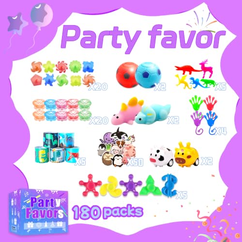 Wuridiwa 180 Party Favors for Kids, Fidget Toys Bulk, Treasure Box Toys for Classroom Prizes, Goodie Bag Stuffers Pinata Fillers, Carnival Birthday Stocking Stuffers for Boys Girls, Prize Box Toy - Image 4