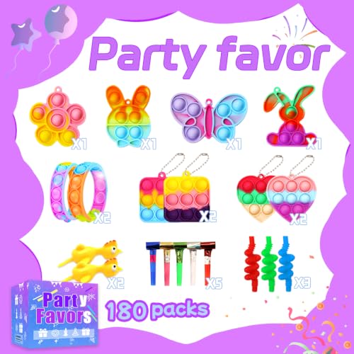 Wuridiwa 180 Party Favors for Kids, Fidget Toys Bulk, Treasure Box Toys for Classroom Prizes, Goodie Bag Stuffers Pinata Fillers, Carnival Birthday Stocking Stuffers for Boys Girls, Prize Box Toy - Image 2